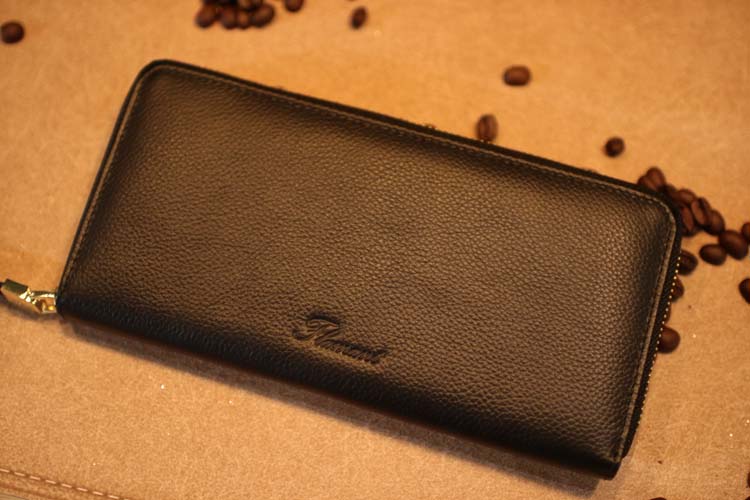 Portemonnee Flamant leder zwart 10x20 cm
