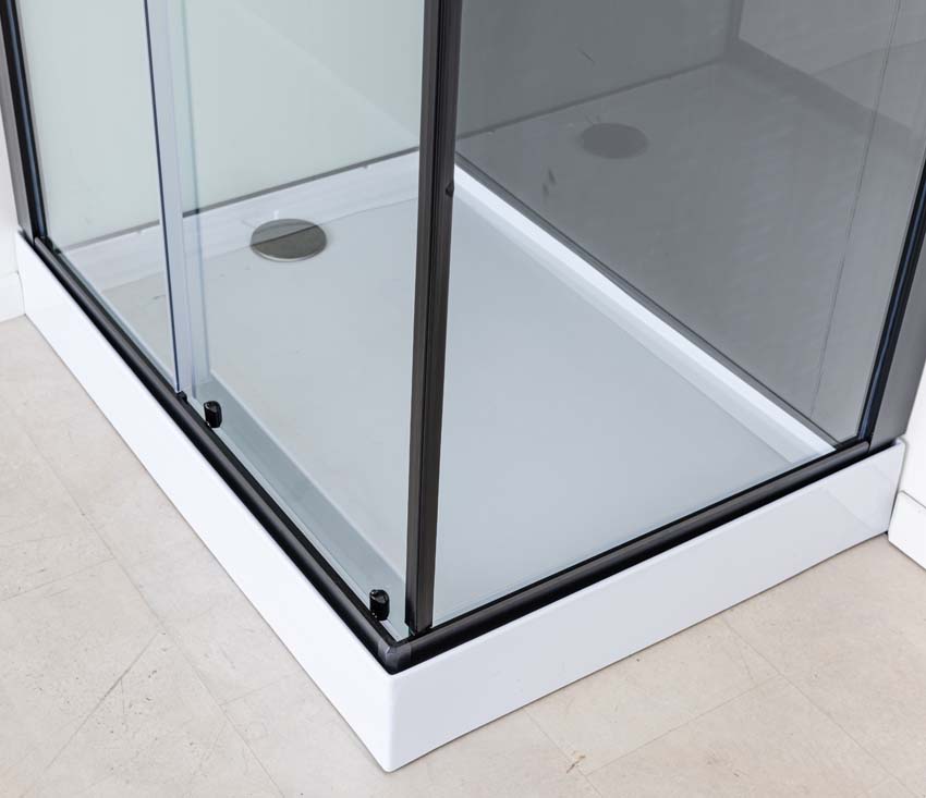 Douchecabine Piper thermostatisch links/rechts zwart schuifdeur 110x80x215cm