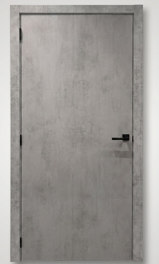 Porte intérieure complète Industrial gris béton 201,5x78cm tubulaire réversible + châssis 17cm