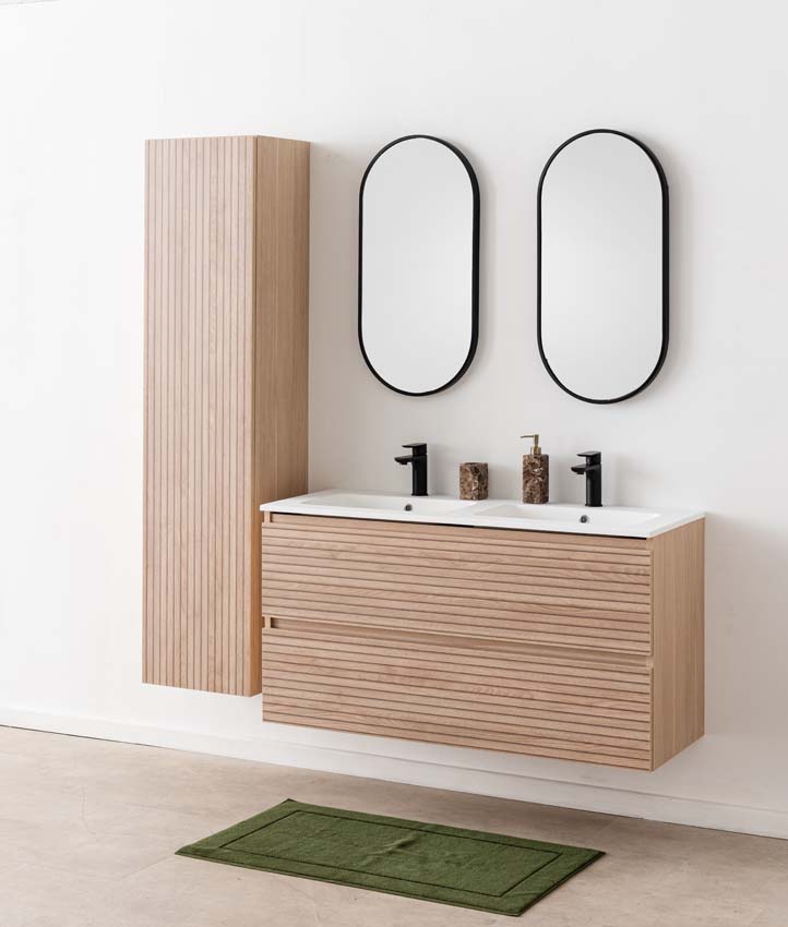 Badkamermeubel Dotan line up hangend met dubbele wastafel mat wit 120cm