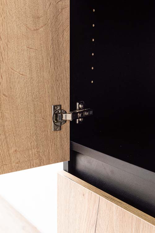 Armoire de cuisine Plenti armoire colonne avec étagères noir/aspect bois 60x208cm