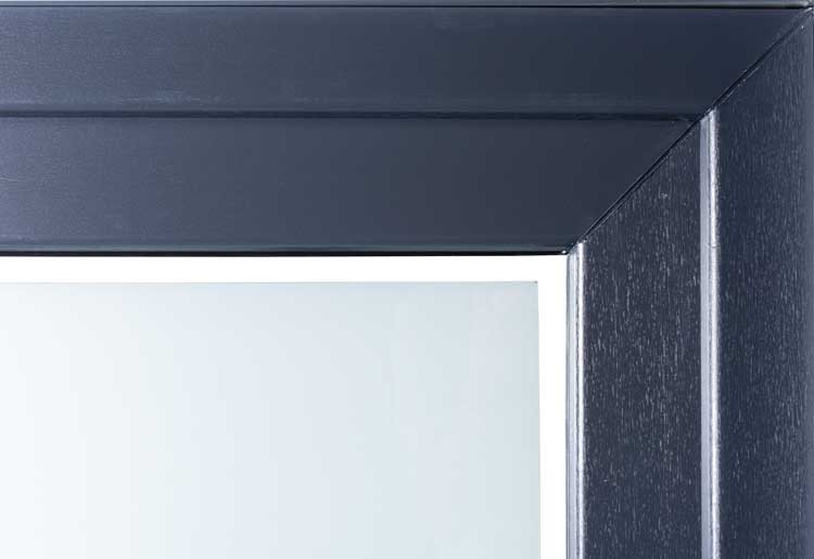 Porte extérieure 3 lignes claires PVC verre mat anthracite/blanc 980x2180mm ouvrant à droite