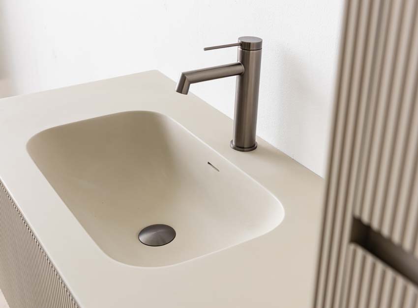 Badkamermeubel Amelia rookgrijs met enkele wastafel mat 90cm