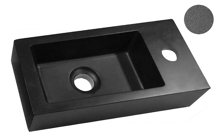 Lave-mains Kyla droite quartz noir 9x36x18cm