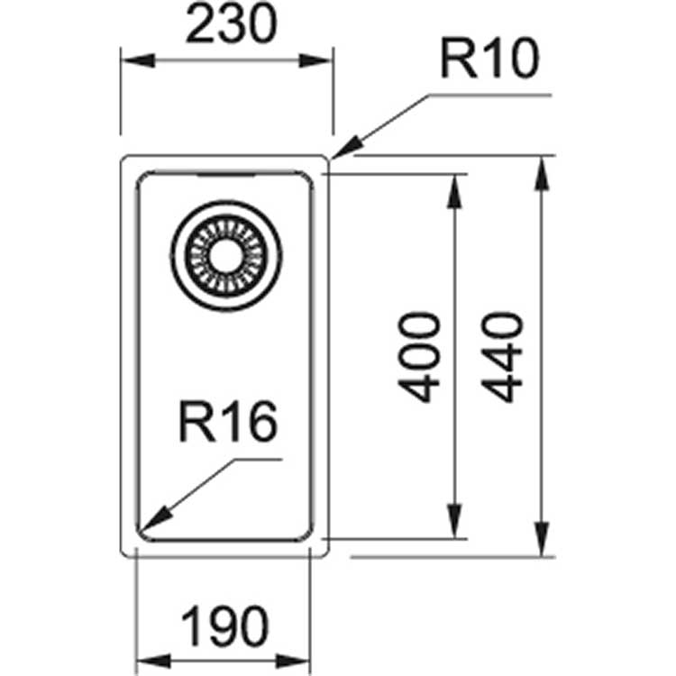 Spoelbak Franke Maris inox 19x40cm