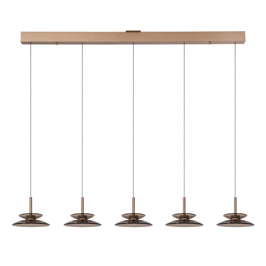 Lucide Premium Santiago - Suspension - LED dimmable - CCT - 5x10W 2700K/4000K - Ambré