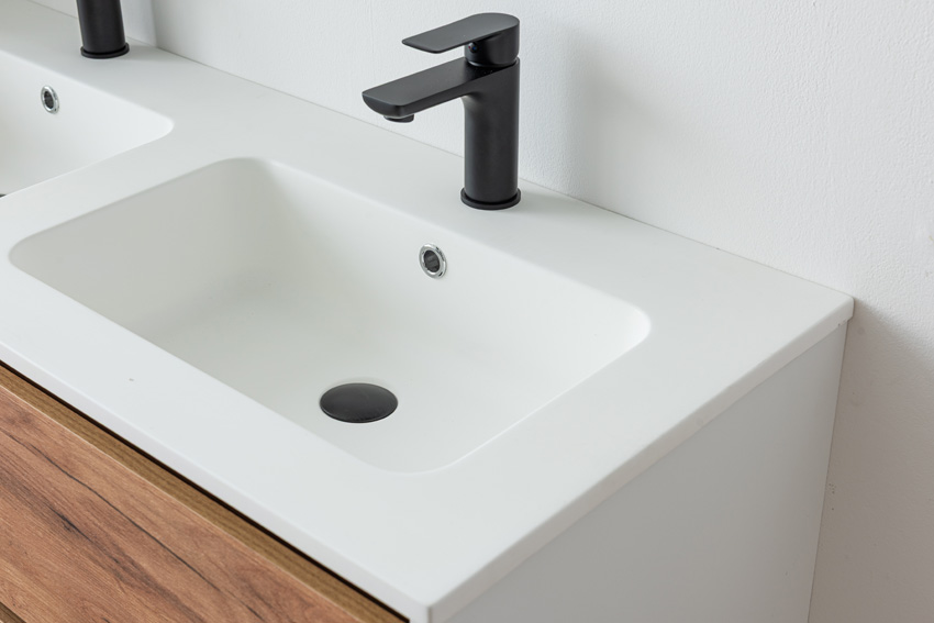 Badkamermeubel Treviso eik/wit met dubbele wastafel mat wit 120cm
