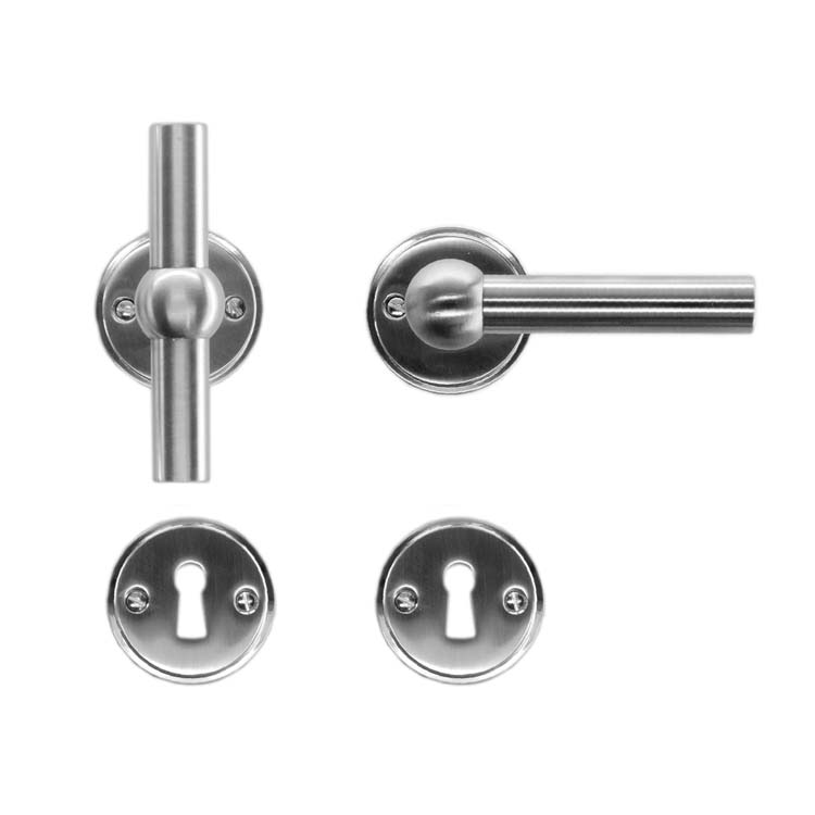 Poignée de porte pro grado T+L look inox rosace barbe