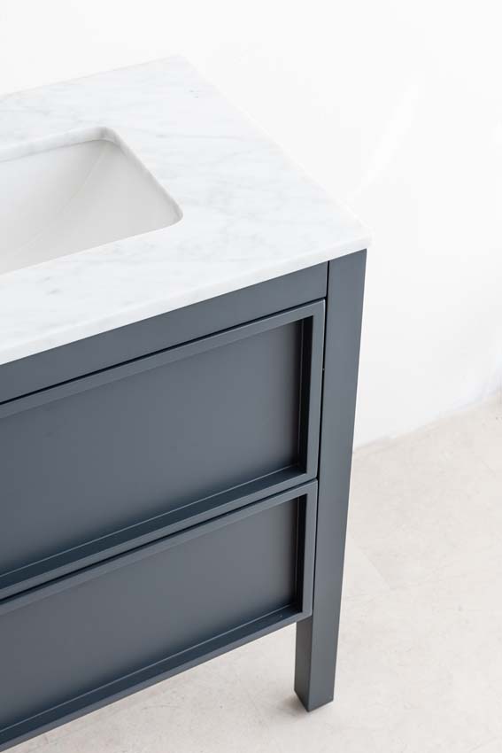 Badkamermeubel Fara antraciet staand met dubbele wastafel carrara 140cm