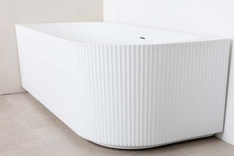 Hoekbad Chris mat wit geribbeld links 170x80cm