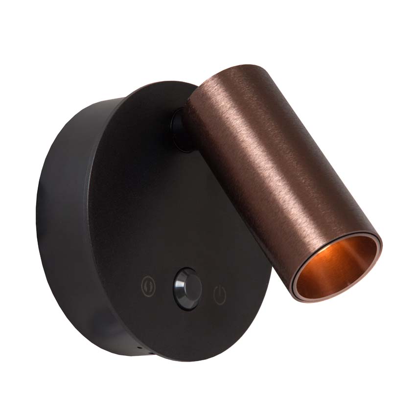 Oplaadbare wandspot Rune - koffie - Ø8,1cm - LED Dimbaar - 1x2W - 2700K/4000K - bewegingssensor - magnetisch