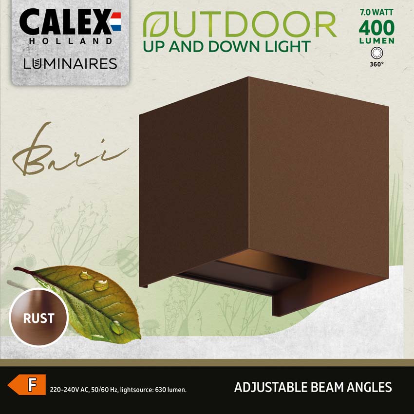 Wandlamp - Roest - 10x10x10cm - LED geïntegreerd - 1x7W - 3000K