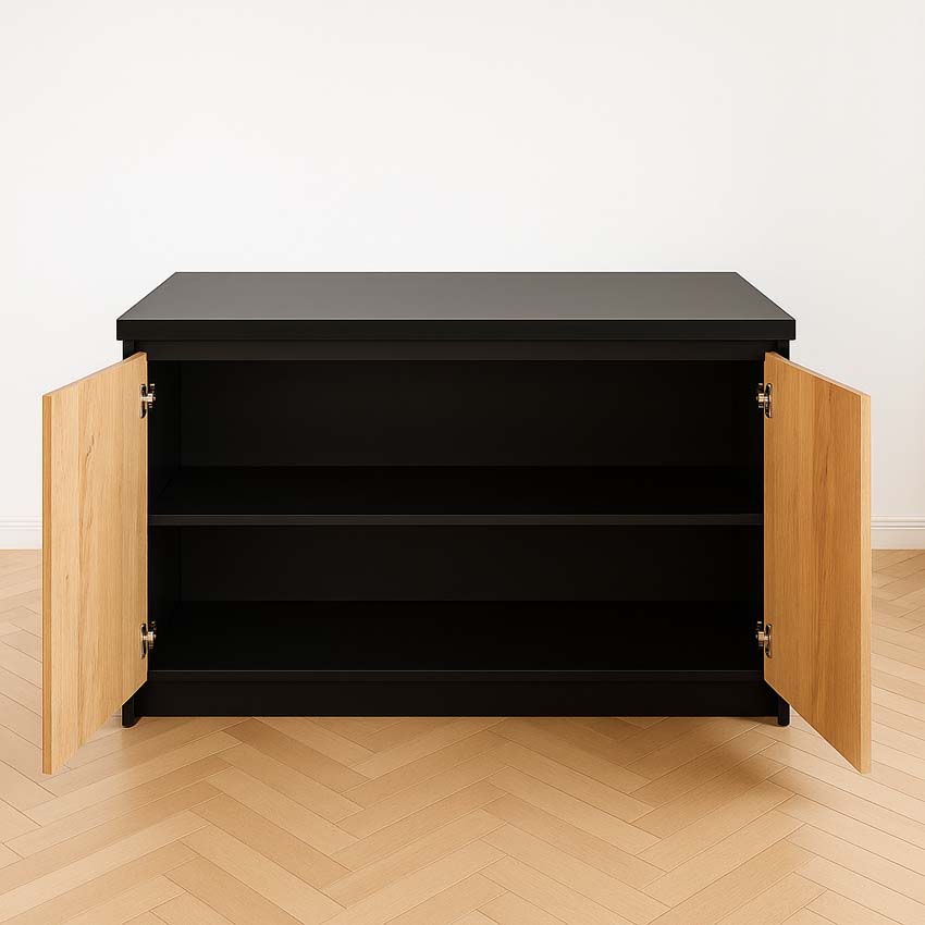 Îlot de cuisine Plenti look de chêne/noir 124,5cm