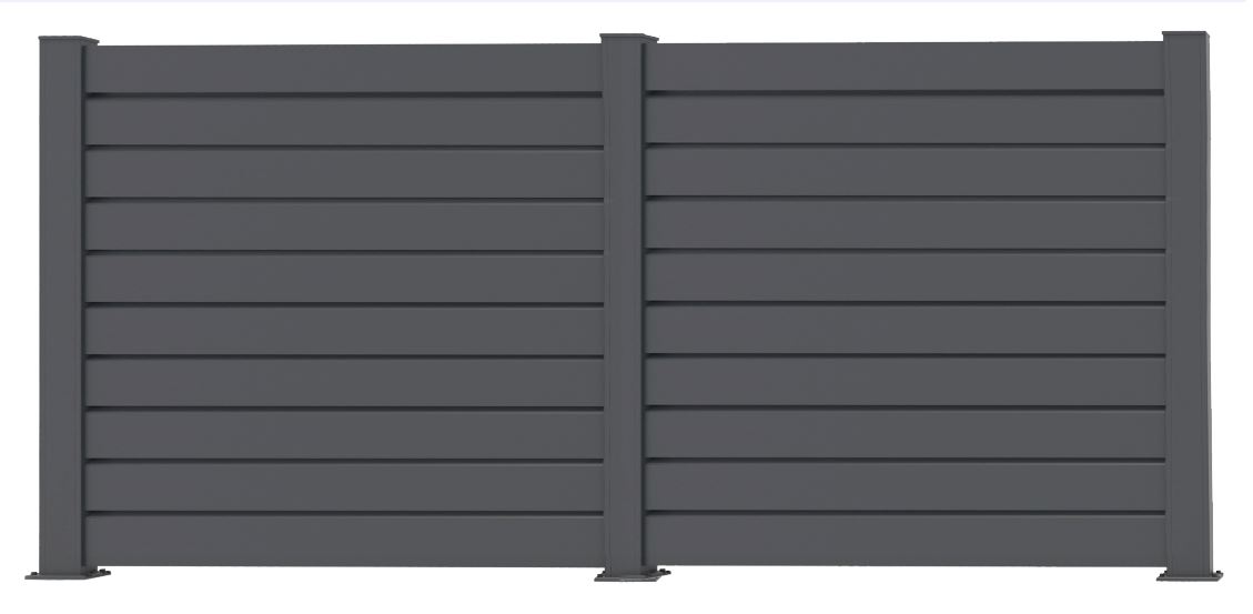Clôture Havana aluminium anthracite 2 panneaux 180x428cm