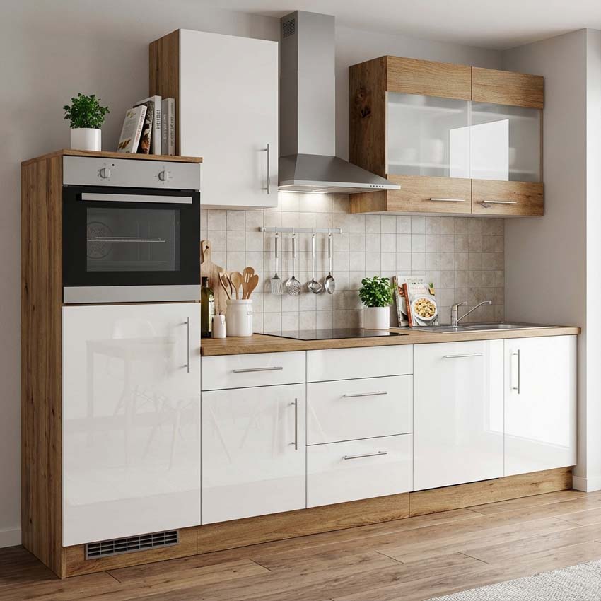 Keuken Maren wit/houtlook 280cm - zonder toestellen