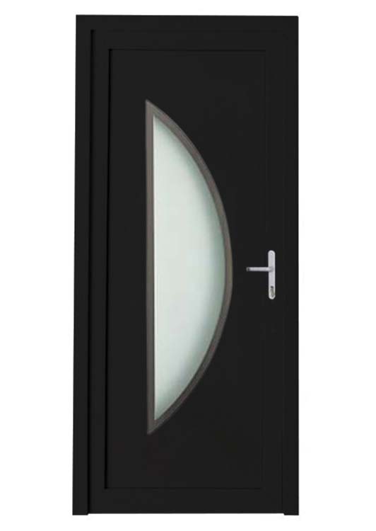 Porte extérieure pvc noire/noire 980 x 2180 mm demi-lune inox D