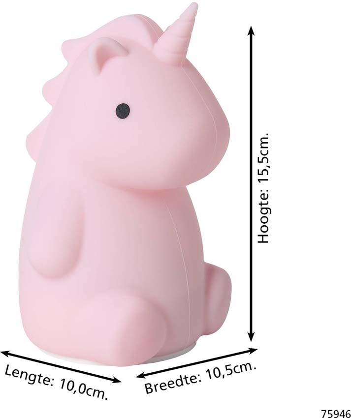 Lampe de table Licorne - Rose - H15cm - Dimmable - LED - 1x5W - RGB/3000K - USB