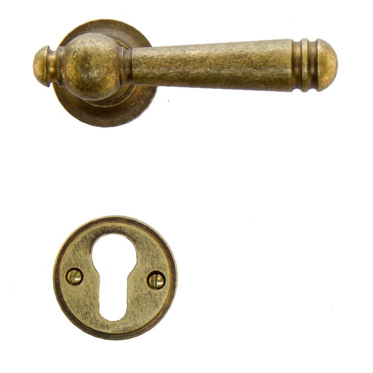 Poignée de porte calabria vieux jaune rosace cylindre