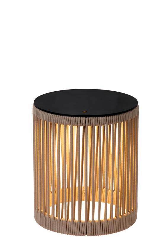 Lucide Pingi - Oplaadbare Vloerlamp Binnen/Buiten - Accu/Batterij - H36,5cm - LED 3 StepDim - 1x3W 3000K - IP44 - Taupe