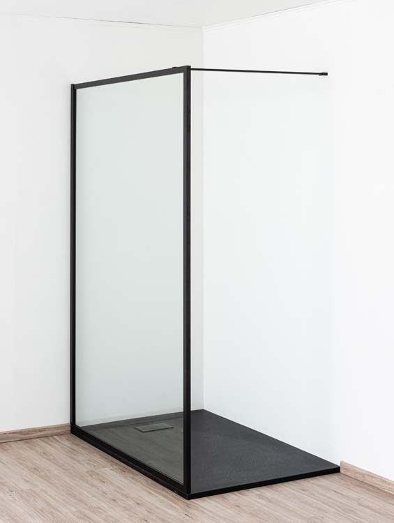 Paroi de douche Umi profile noire 140x200cm avec barre