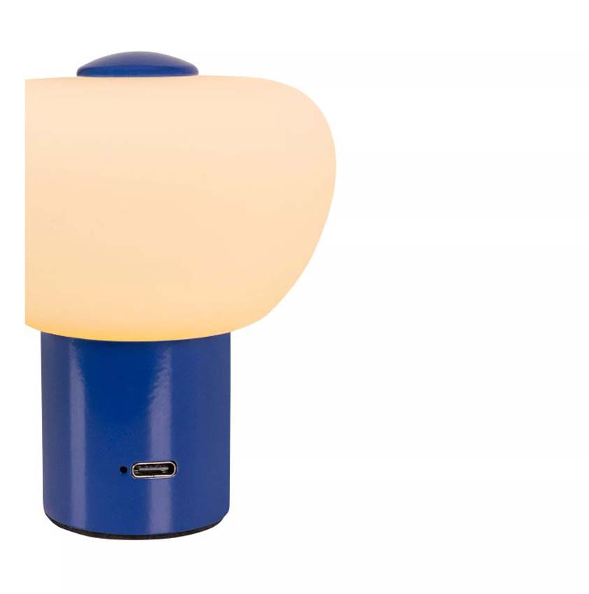 Lucide Essential Gustav - Lampe de table rechargeable - Batterie/Pile - H9,5cm - LED dimmable - 1x0,8W 2700K - Bleu