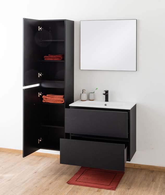 Meuble salle de bain Puro noir mat 800mm lavabo mat