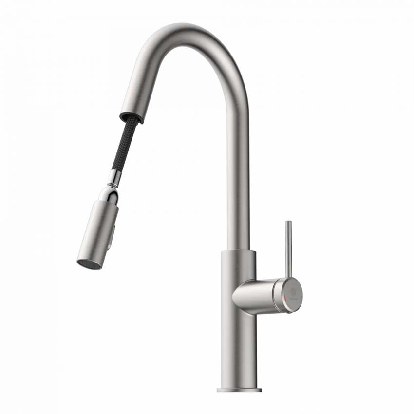 Keukenkraan Wasserwerk WK 13 Curve inox-look met uittrekbare uitloop