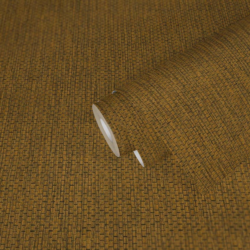 Vinyle sur papier peint intissé tissé ocre/brun 0,53x10m