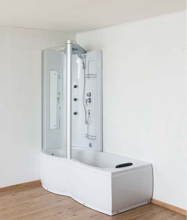 Bad-douche combinatie Alyssa mat wit links 170x80cm