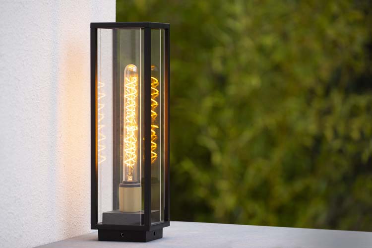 Sokkellamp buiten - zwart - E27 - 15W - IP54