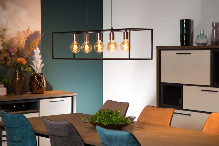 Suspension - noir - 5xE27 - rectangulaire