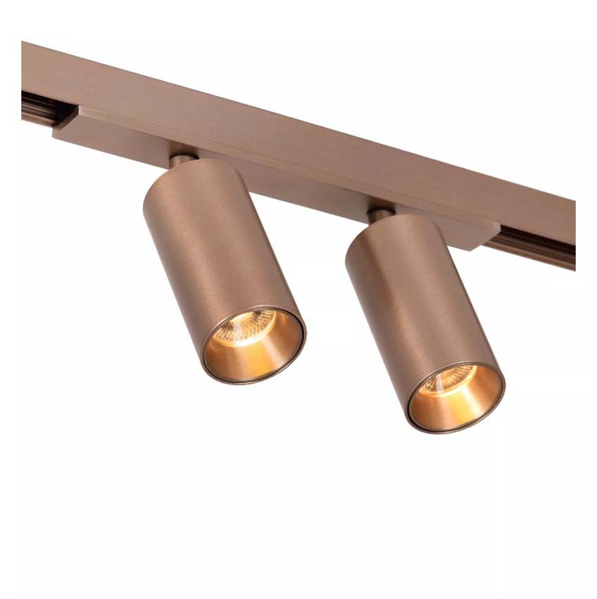 Lucide Premium Linial Bixx Railspot - Système de rails monophasé / Éclairage rail intelligent - 48V - 2xLED Dimmable - Champagne