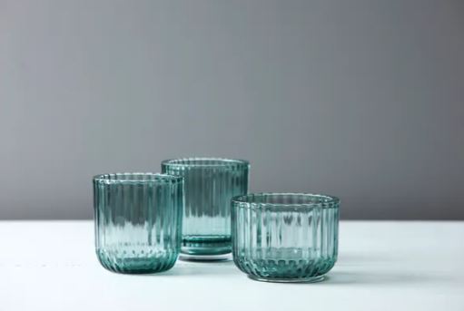 Theelichthouder Point Virgule glas groen ø 8.8cm h 10cm