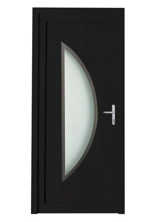 Porte extérieure pvc noire/blanche 980 x 2180 mm demi-lune inox D