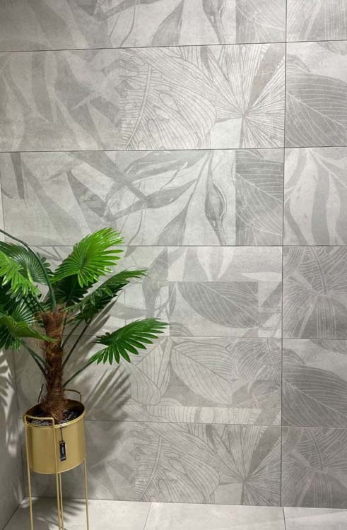 Carrelage mural Mustang Floral mat gris 40x120cm