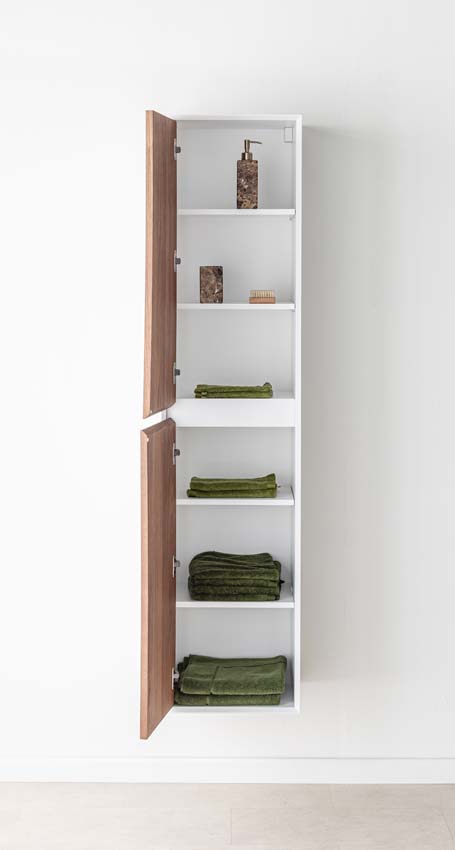 Meuble de salle de bains Falk noyer suspendu avec lavabo simple blanc mat 120cm