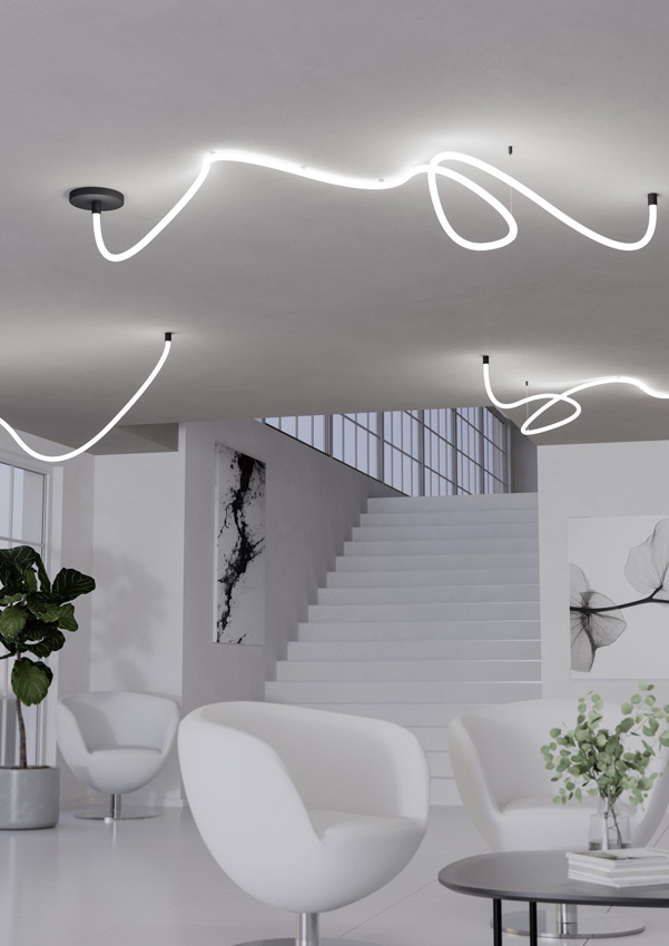 Hanglamp - zwart/wit - L300xØ2,2cm - LED - 1x30W - 4000K