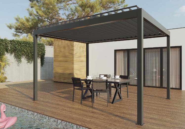 Pergola Soler aluminium anthracite L400xL300xH266cm motorisée
