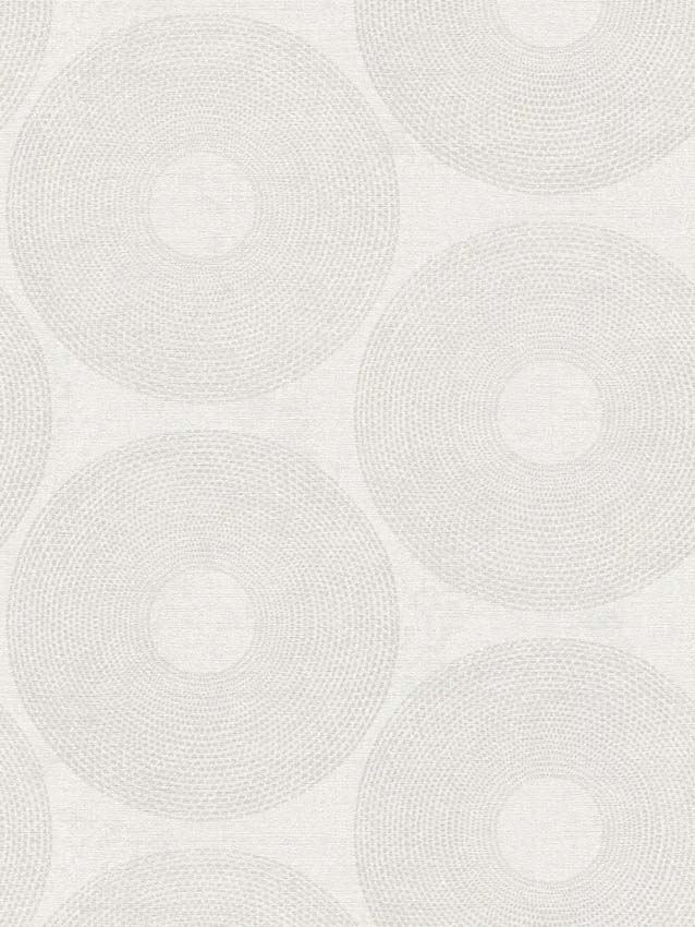 Vinyle sur papier peint intissé cercle argent/blanc 0,53x10m