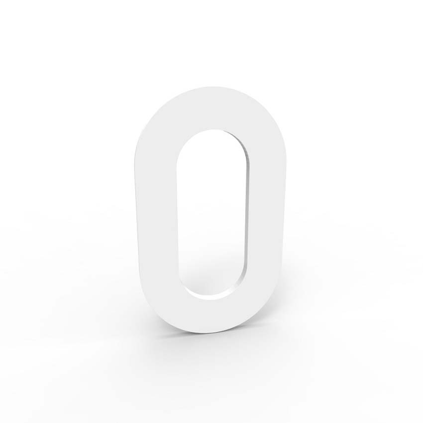 Huisnummer 0 eSafe aluminium wit 10cm / 4mm dikte