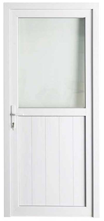 Porte extérieure Deceuninck PVC semi-vitrée verre transparent blanc 900x2000mm poussant à droite