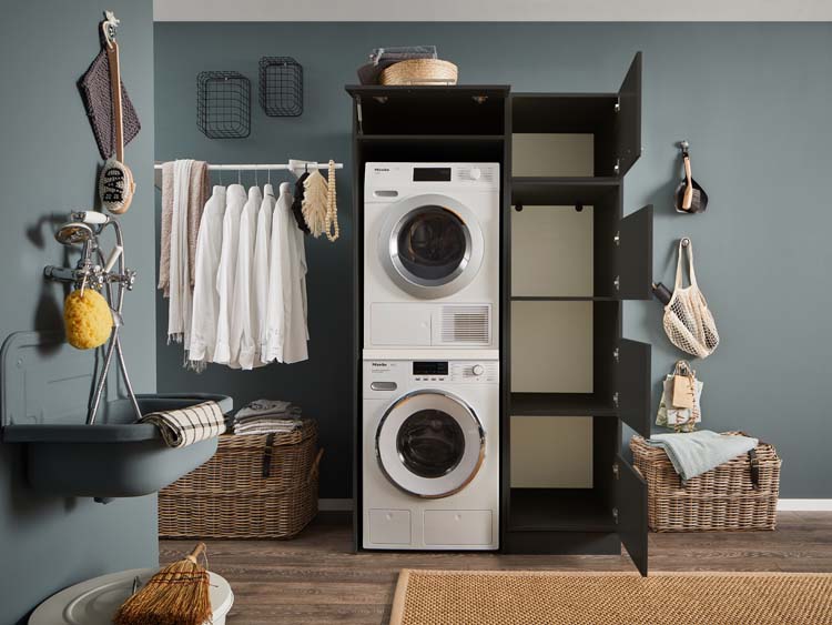 Meuble pour buanderie Decowash set 1 anthracite 117,5x67,5x200cm