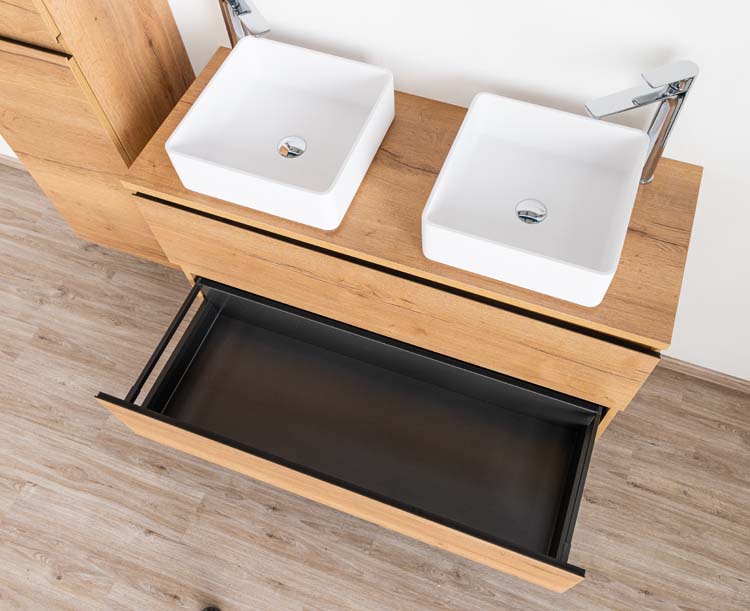 Badmeubel Daria eik goudbruin 1200 mm opbouwtablet melamine