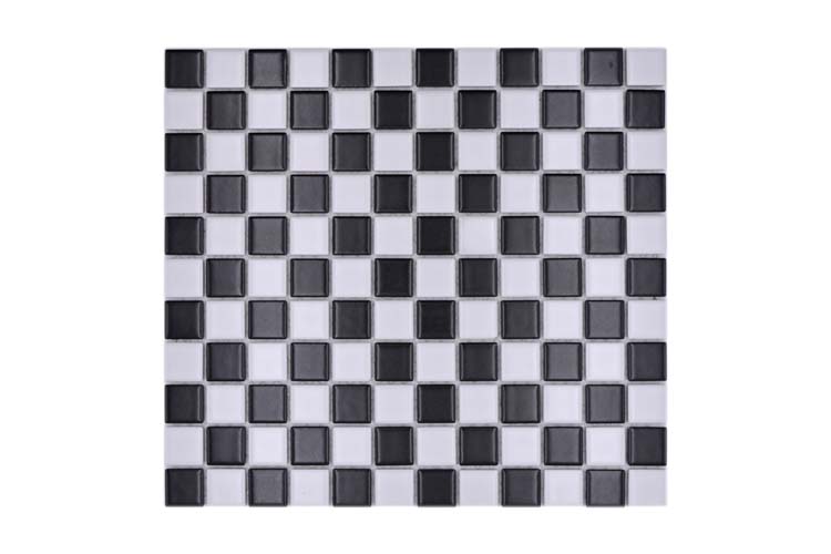 Mozaïek dambord zwart/wit mat small 32,6 x 30 cm