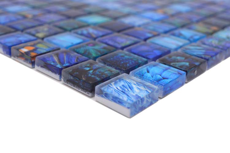 Mozaïek Crystal Wildlife blauw glanzend 29,8x29,8cm