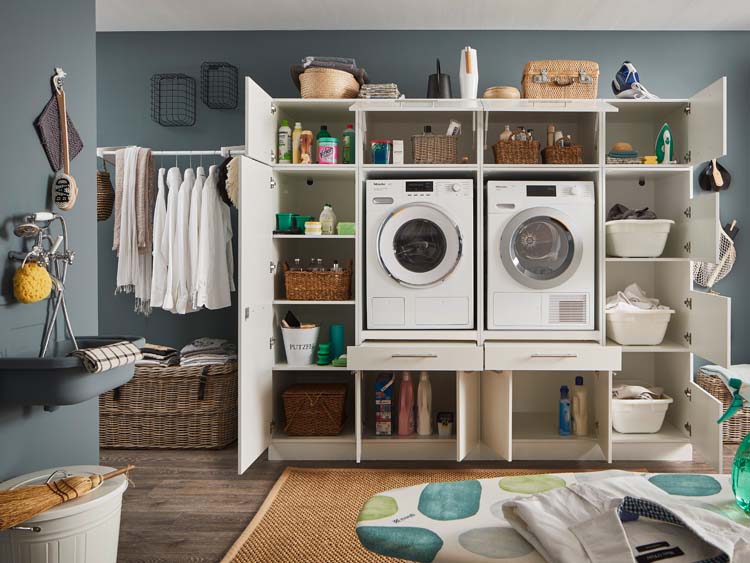 Meuble pour buanderie Decowash set 17 blanc 235x67,5x200cm