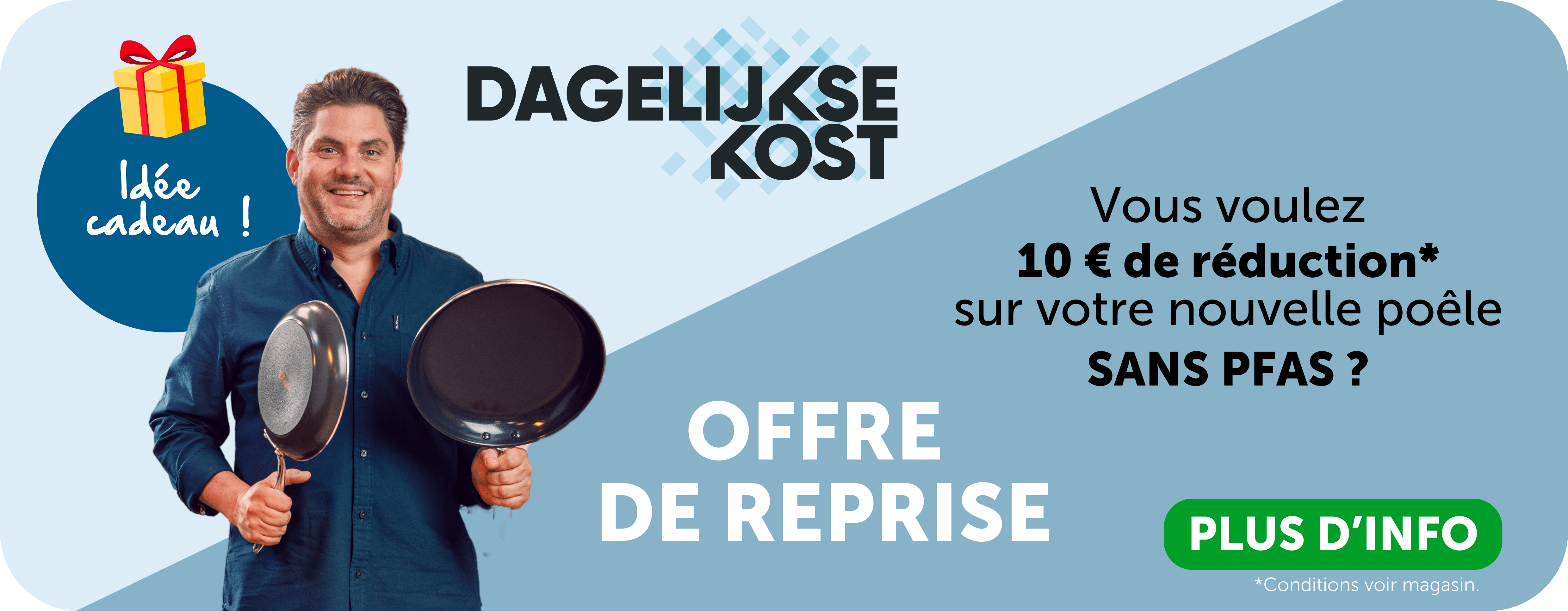 Bannière avec la promotion de la reprise des casseroles Dagelijkse Kost de Jeroen Meus