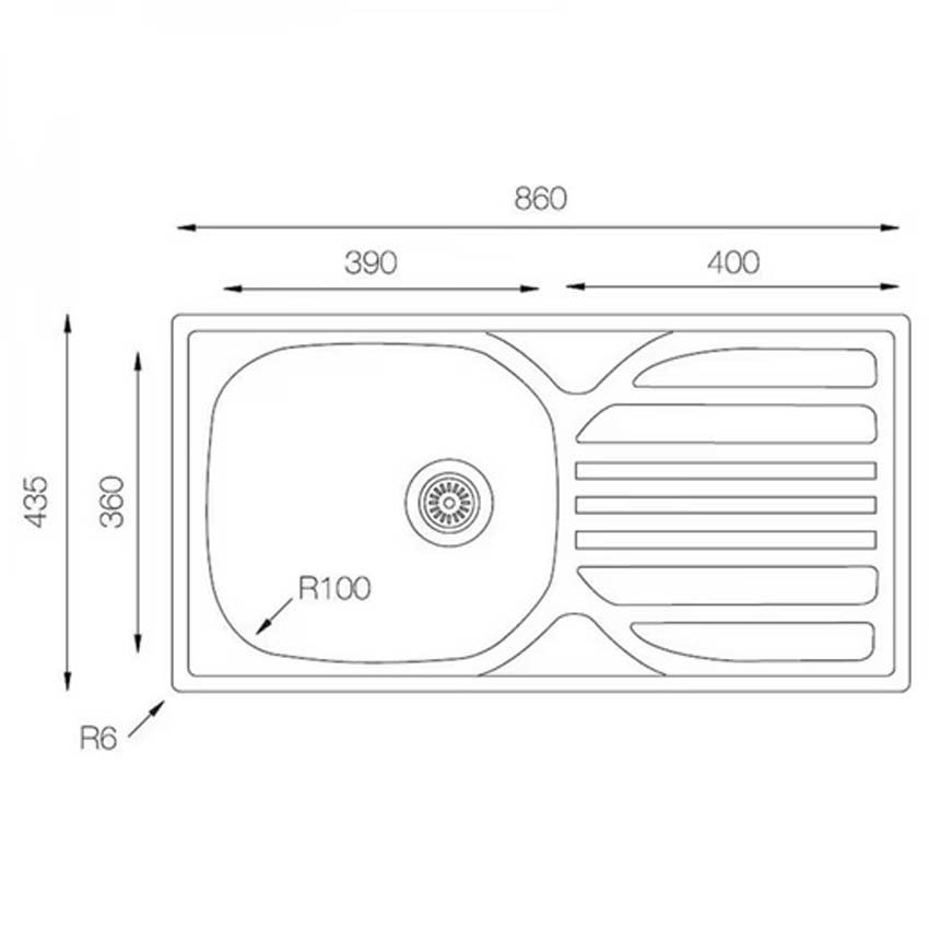Évier Ned inox 86x50cm