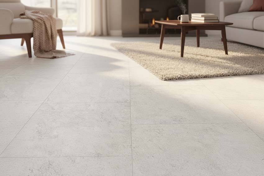 Sol vinyle Caserta dalle 5mm beige 61,2x61,2cm