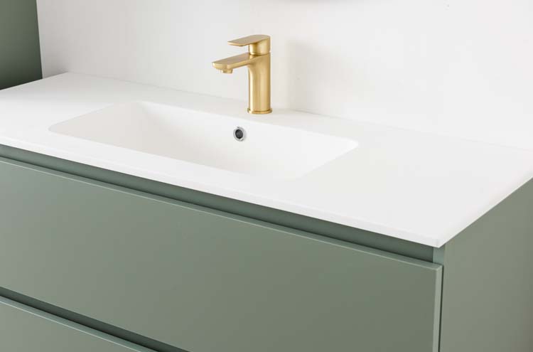 Badkamermeubel Dotan eucalyptus groen met enkele wastafel mat wit 120cm
